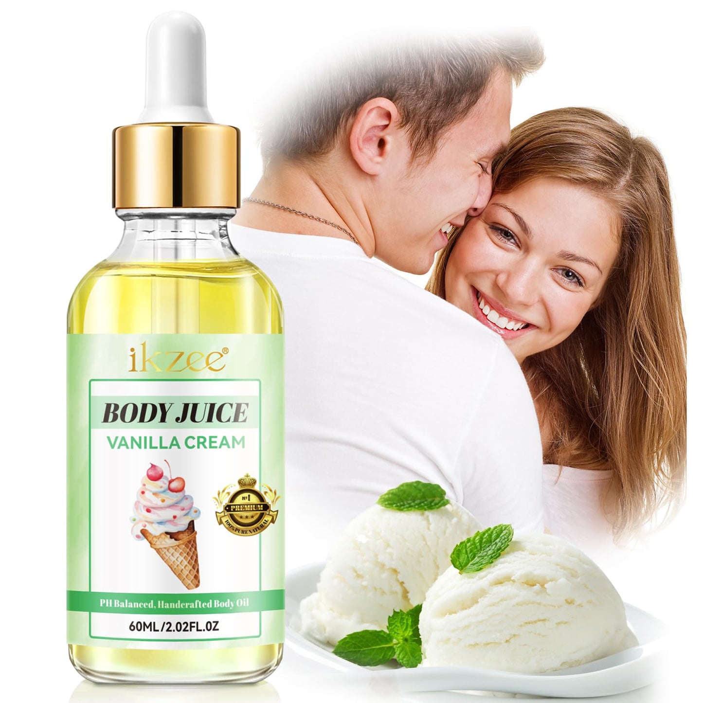 KLLALO Body Juice Vanilla Cream Oil, 60ml, Peach Perfect, Eliminates Odor, Ph Balanced, Hand Crafted for Women, 100% Pure Feminine Essential Intimate Oil (Vanilla)