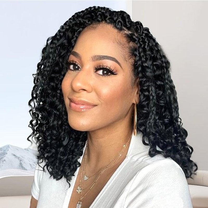 Fulcrum Goddess Box Braids Crochet Hair 12 Inch, 9 Packs Box Braids Crochet Hair for Women, Crochet Braids with Curly Ends (12Inch, 1#)