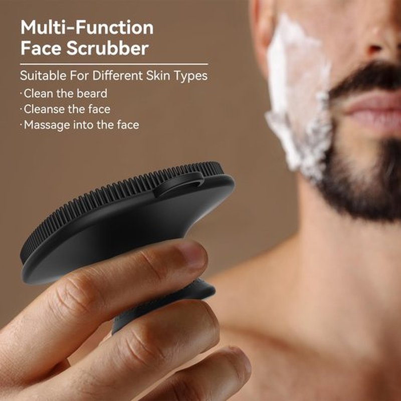 3 PCS Silicone Bath Brush Set,Back Scrubber & Body Brush & Face Brush Set, Super-Exfoliating & Lathering Body Scrubber, Shower Brush, Face Scrubber Combination for HomeBathroom Hotel Travel.(Black)