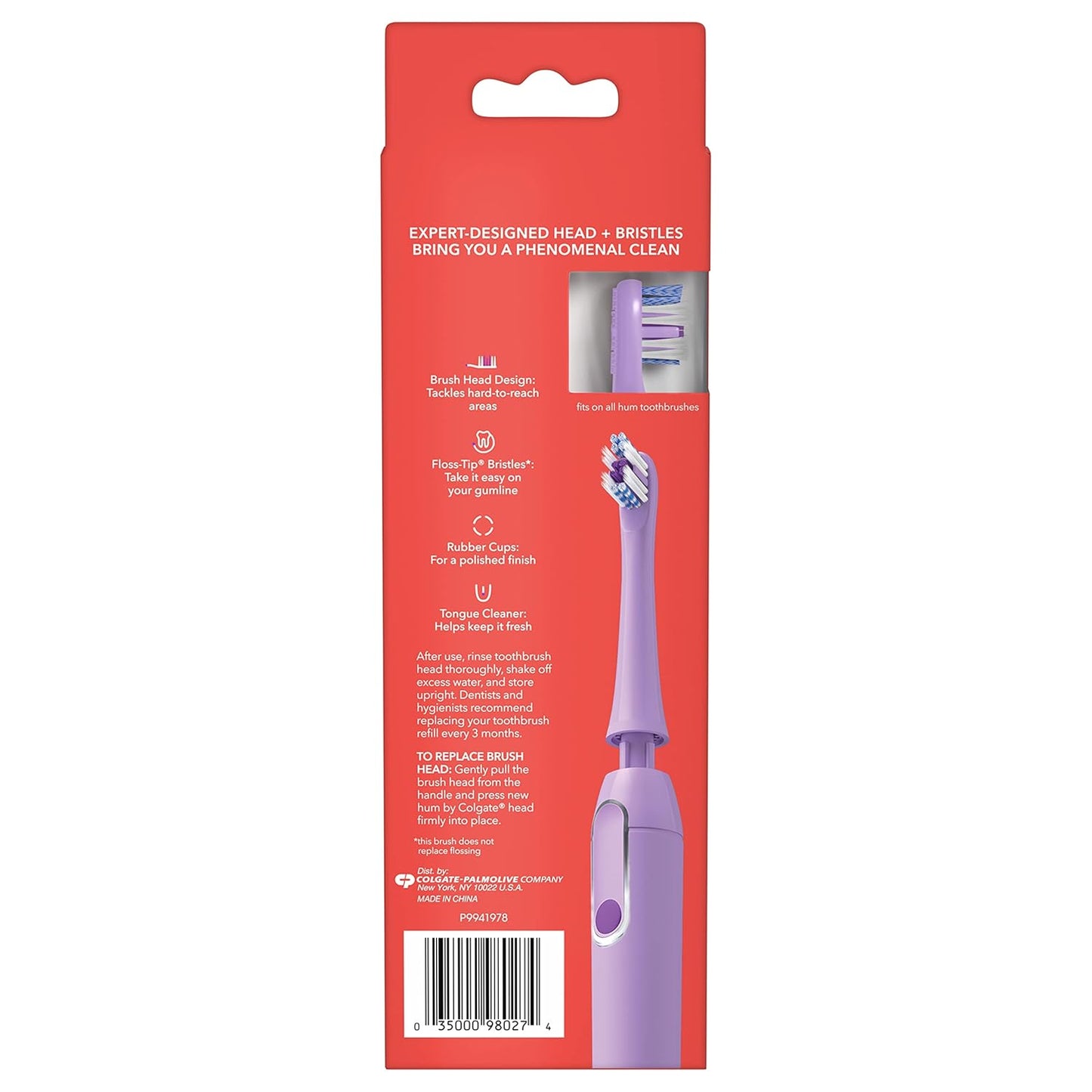 Colgate Hum Connected Smart Battery Toothbrush Refill Head, Blue, 2 Pack