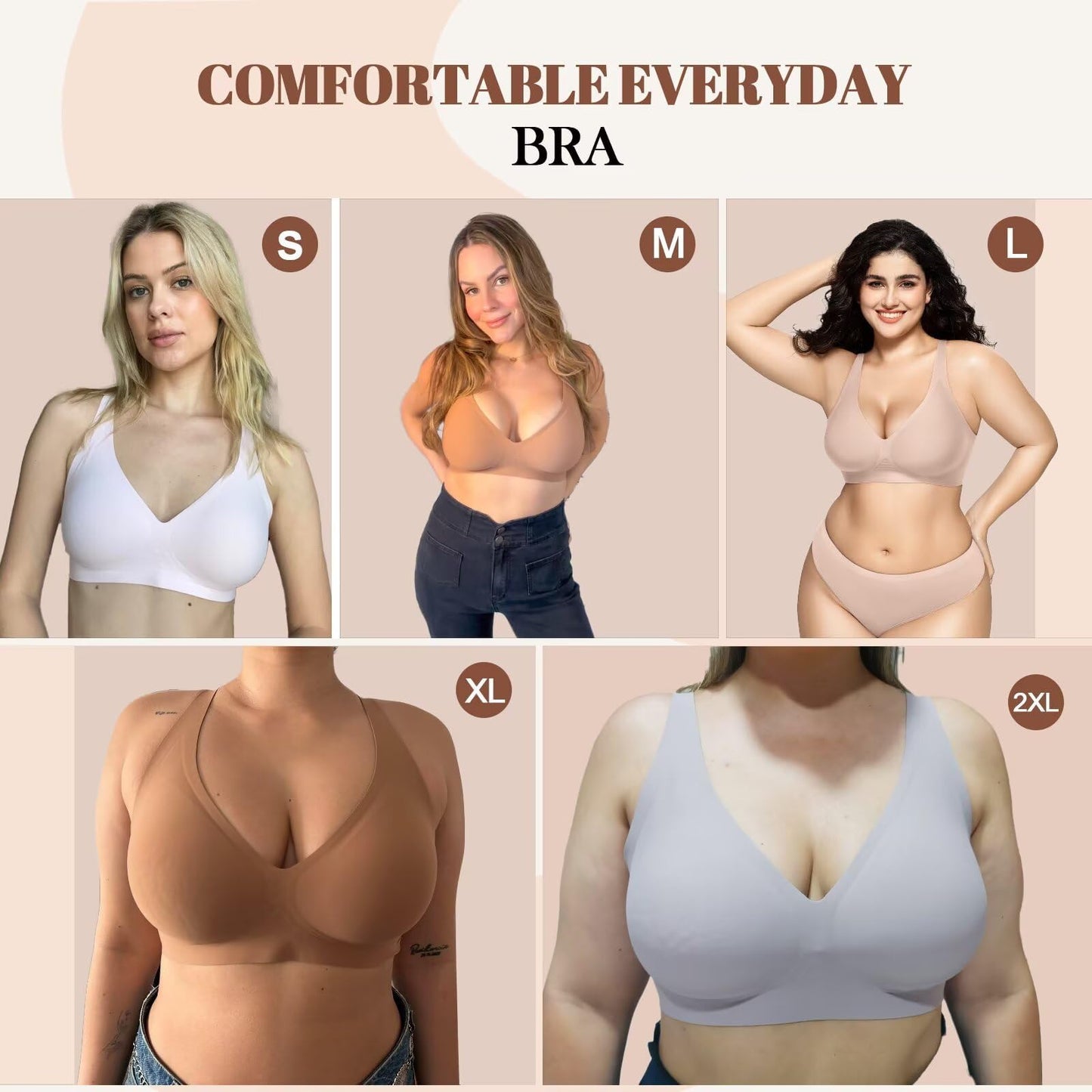 Vertvie Wireless Jelly Bras Push Up Plunge Seamless Supportive