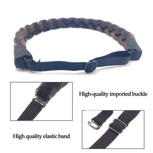 STHEJFB Braid Headband 2 3 Strands combinations Messy Wide Chunky Fluffy Elastic Stretch Hairpiece Braided Headband Women Girl Beauty accessory (Brown Black 4A)