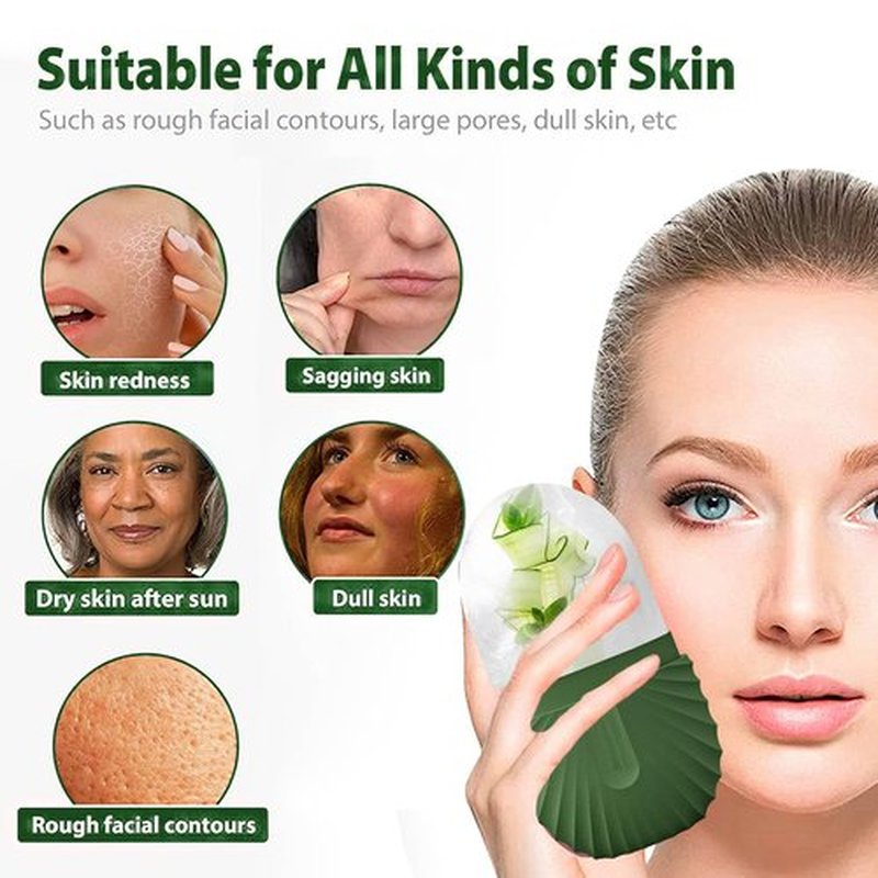 KOGITI Ice Mold for Face, Ice Roller for Face & Eye, Beauty Facial Ice Rollers Ice Holder Mold Face Puffiness Relief Massage Skin Care Tools, Ice Facial Cube (Shell-Green)