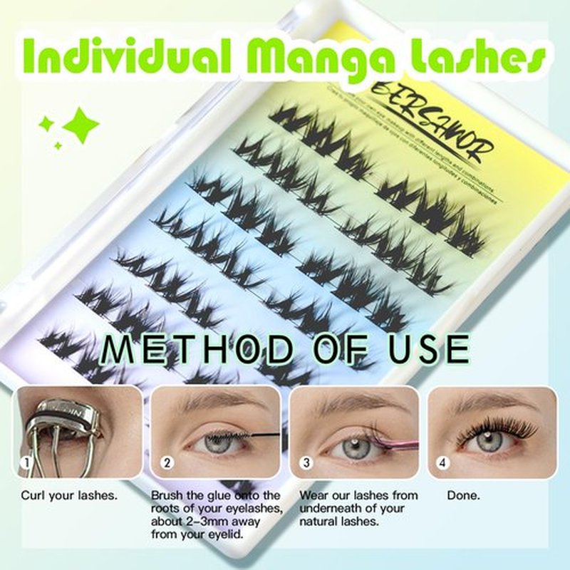 Bershnor Eyelashes Clusters Individual Dolly Lash Clusters Natural Wispy Fake Lashes