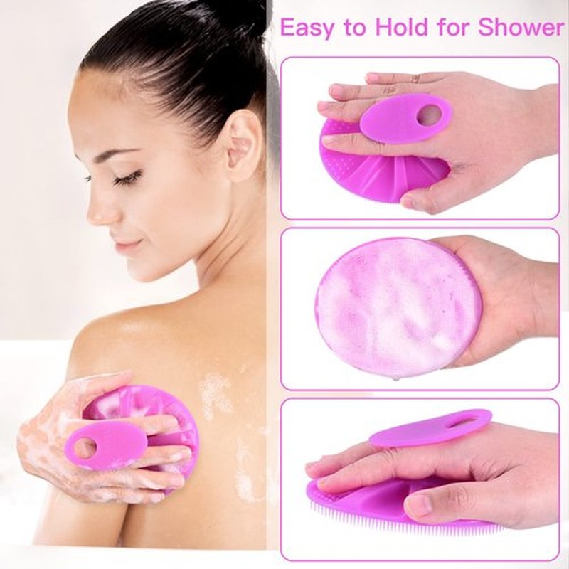 INNERNEED Food-Grade Soft Silicone Body Cleansing Brush Shower Scrubber, Gentle Exfoliating and Massage for All Kinds of Skin (Purple)
