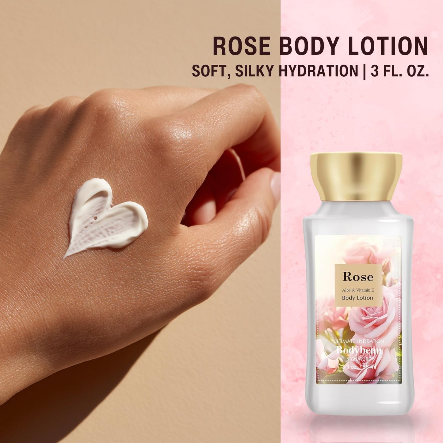 Rose Spa Gift Set For Women - 3PCS Luxury Bath and Body Kit with Shower Gel, Body Lotion & Body Mist - Portable Travel Size Self Care Gift for Mom, Wife, Teens, Friends or Her