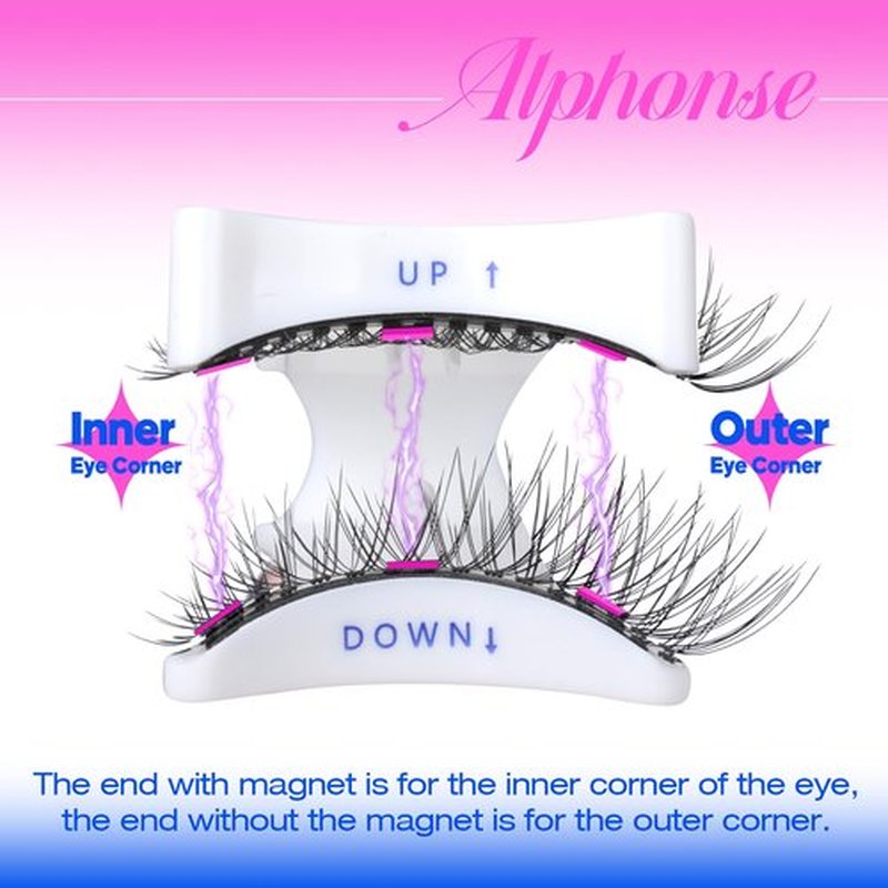 Reusable Magnetic Eyelashes without Eyeliner Cat Eye Magnetic Lashes with Clamp Natural Glueless False Eyelashes with Applicator ALPHONSE pestañas postizas magneticas