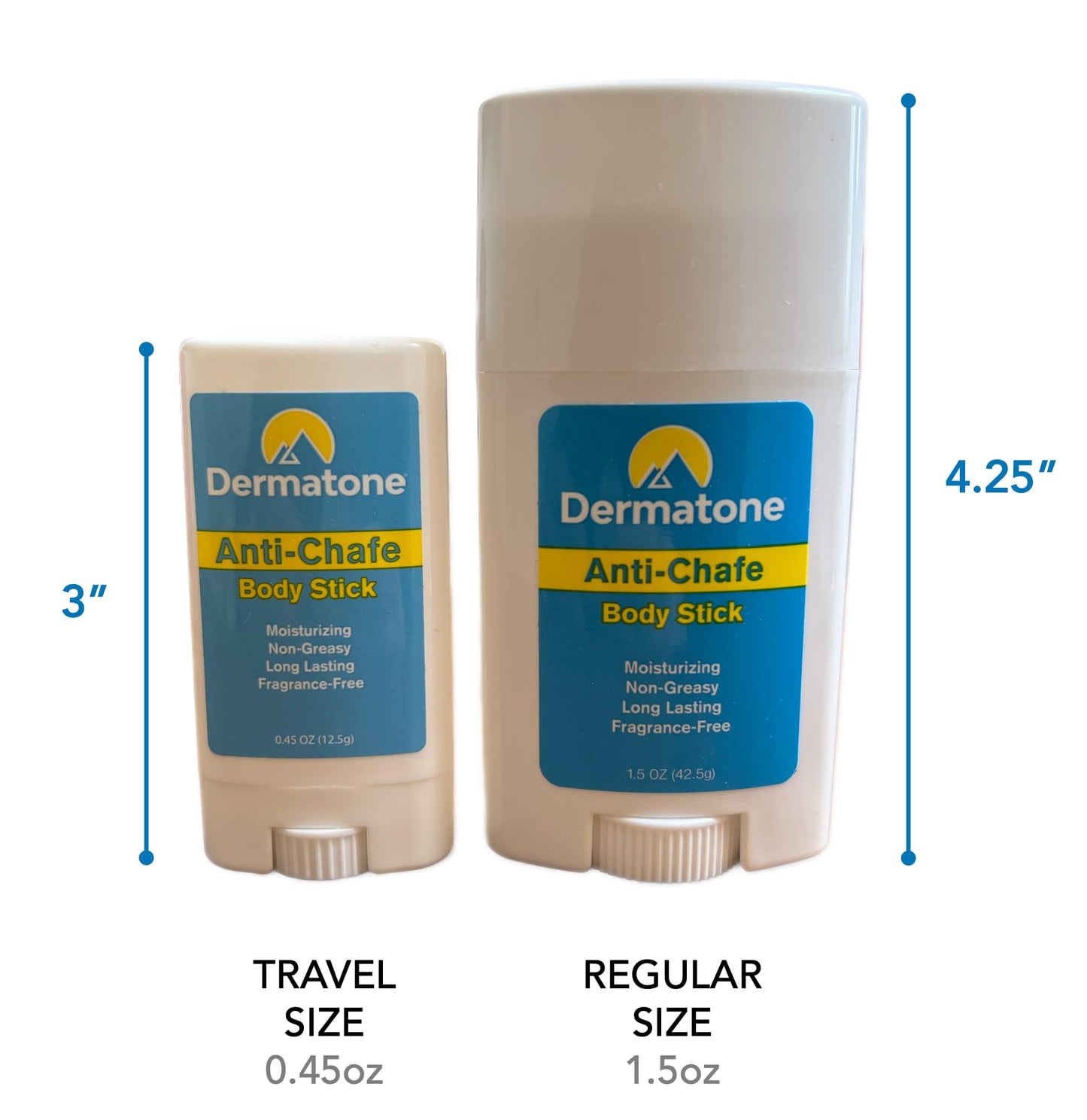 DERMATONE Anti Chafe Balm | No Chafing Stick | Larger Size | Fragrance Free, Non-Greasy | Prevent Thigh, Arm, Chest, Butt, Ball Rubbing Irritation, Daily Anti Friction, Large 1.5 oz stick