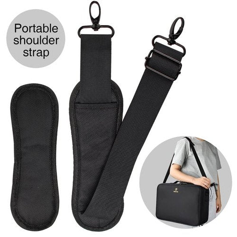 MONSTINA 16.5'' Large Capacity Makeup Case 3 Layers Cosmetic Organizer Brush Bag Barber Train Case Makeup Artist Box for Hair Curler Hair Straightener Brush Set and Cosmetics