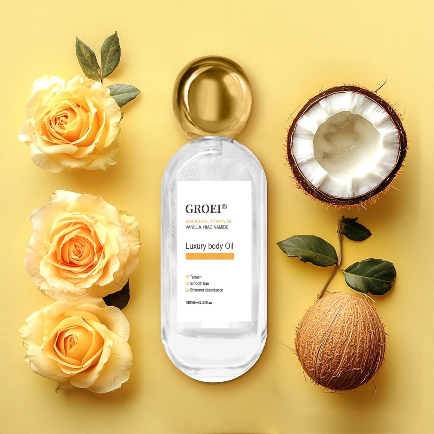 LMDGDS Luxury Vanilla Body Oil Hydrating & Shimmer for Radiant Smooth Skin and Long-Lasting Fragrance (90ml / 3.04oz)