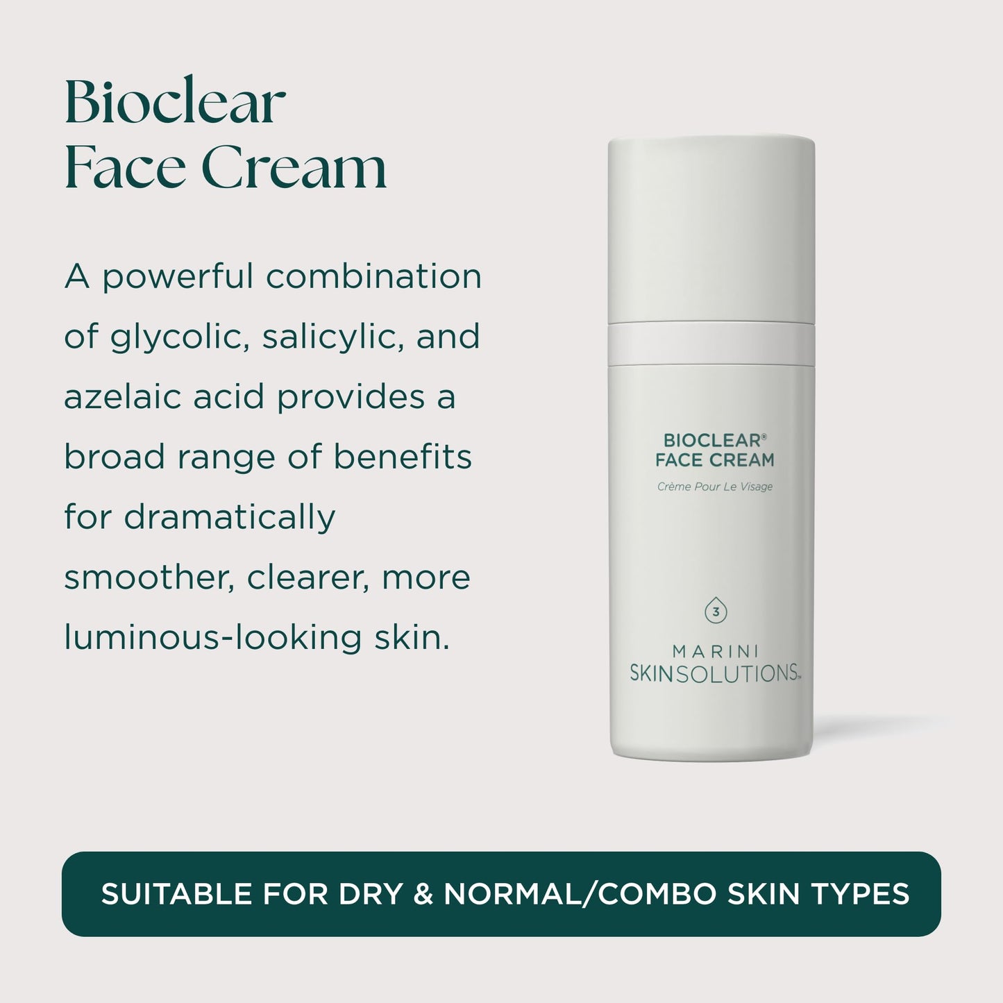 Marini SkinSolutions Bioclear Face Cream - Triple-Acid Resurfacing Solution to Reduce Appearance of Fine Lines, Wrinkles, Redness, Discoloration, Acne, Pores - Cruelty Free - Made in the USA - 1 oz