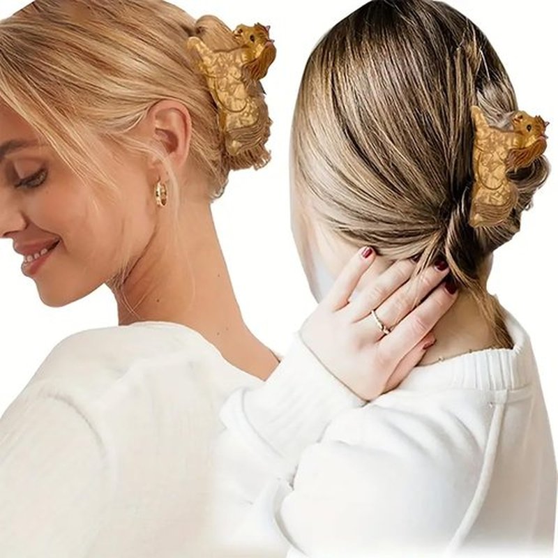 Horse Shape Hair Clips Cute Hair Claw Clips Cartoon Animal Fall Hair Accessories Nonslip Brown Hair Barrettes Thanksgiving Day Acrylic Shark Jaw Clip Medium Hair Clips Hair Decorations for Women