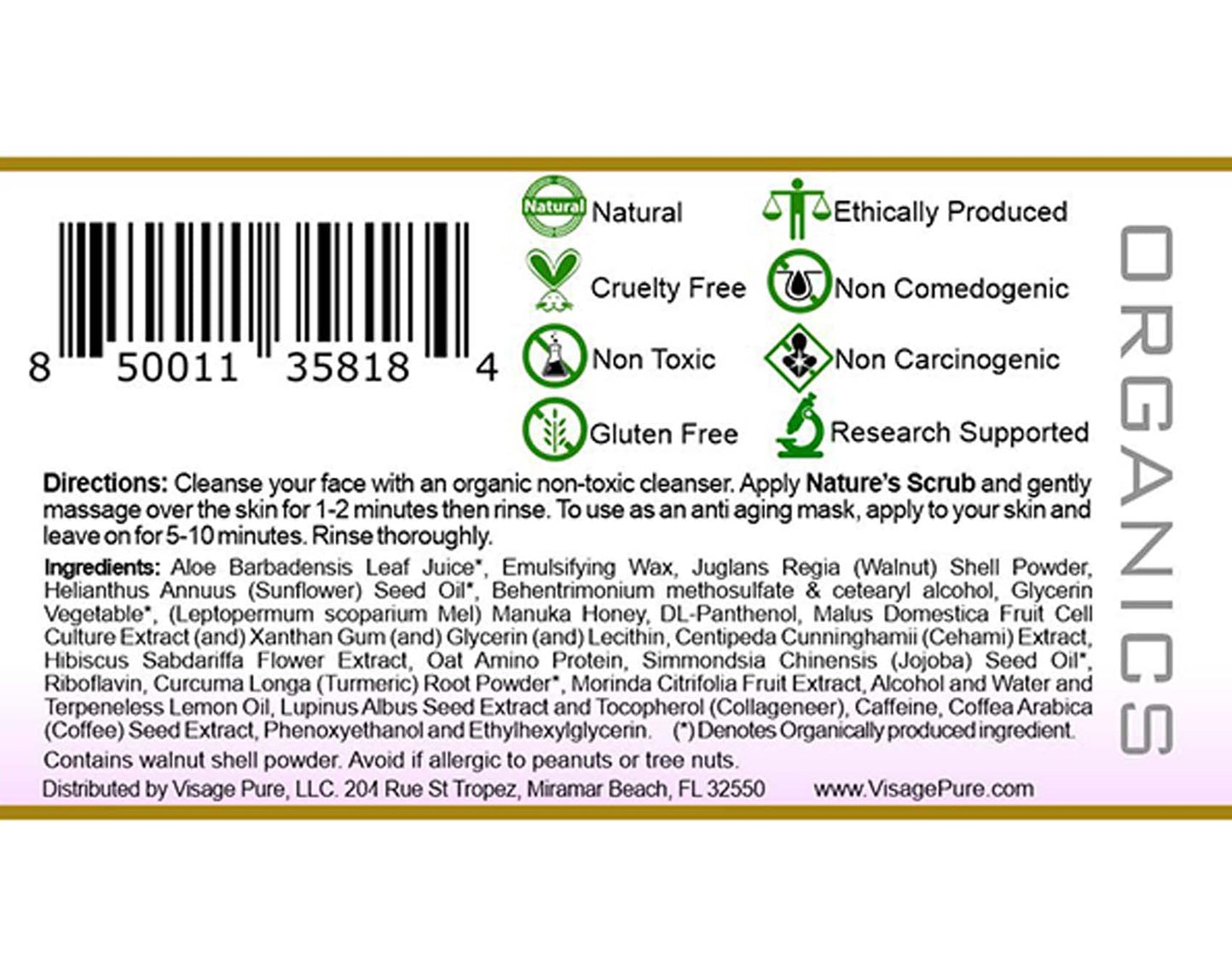 Visage Pure Hibiscus Nature's Scrub - The Ultimate Natural Face and Body Mask and Scrub. Nourishing, Tightening, Rejuvenating, and Exfoliating - Organic - Physician Formulated - Research Supported