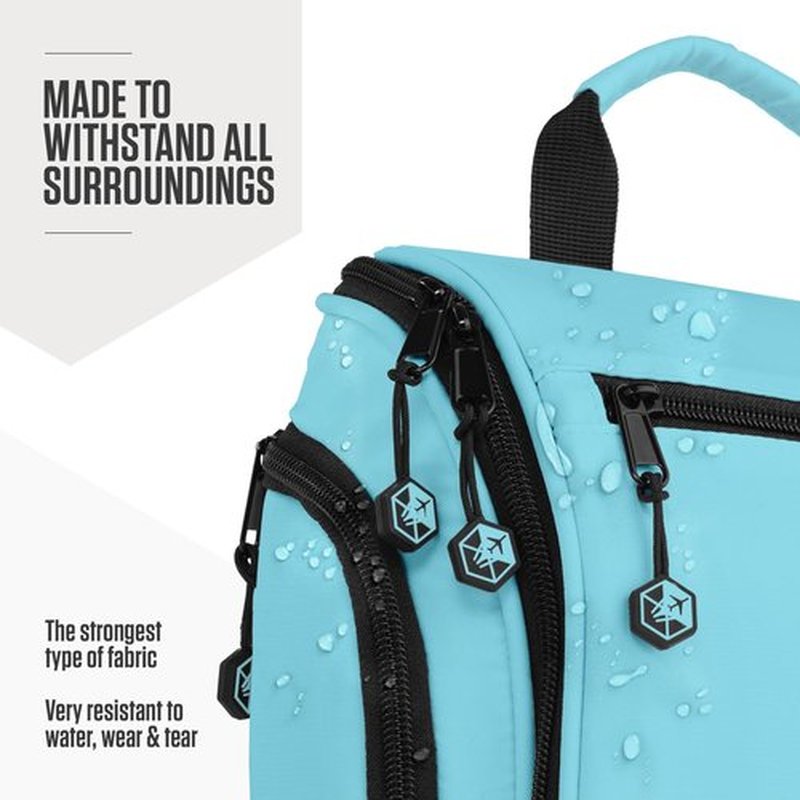 VENTURE 4TH Hanging Travel Toiletry Bag for Women & Men - Travel Organizer with Expandable Compartments & Removable Clear Pouch for Toiletries (Light Blue)