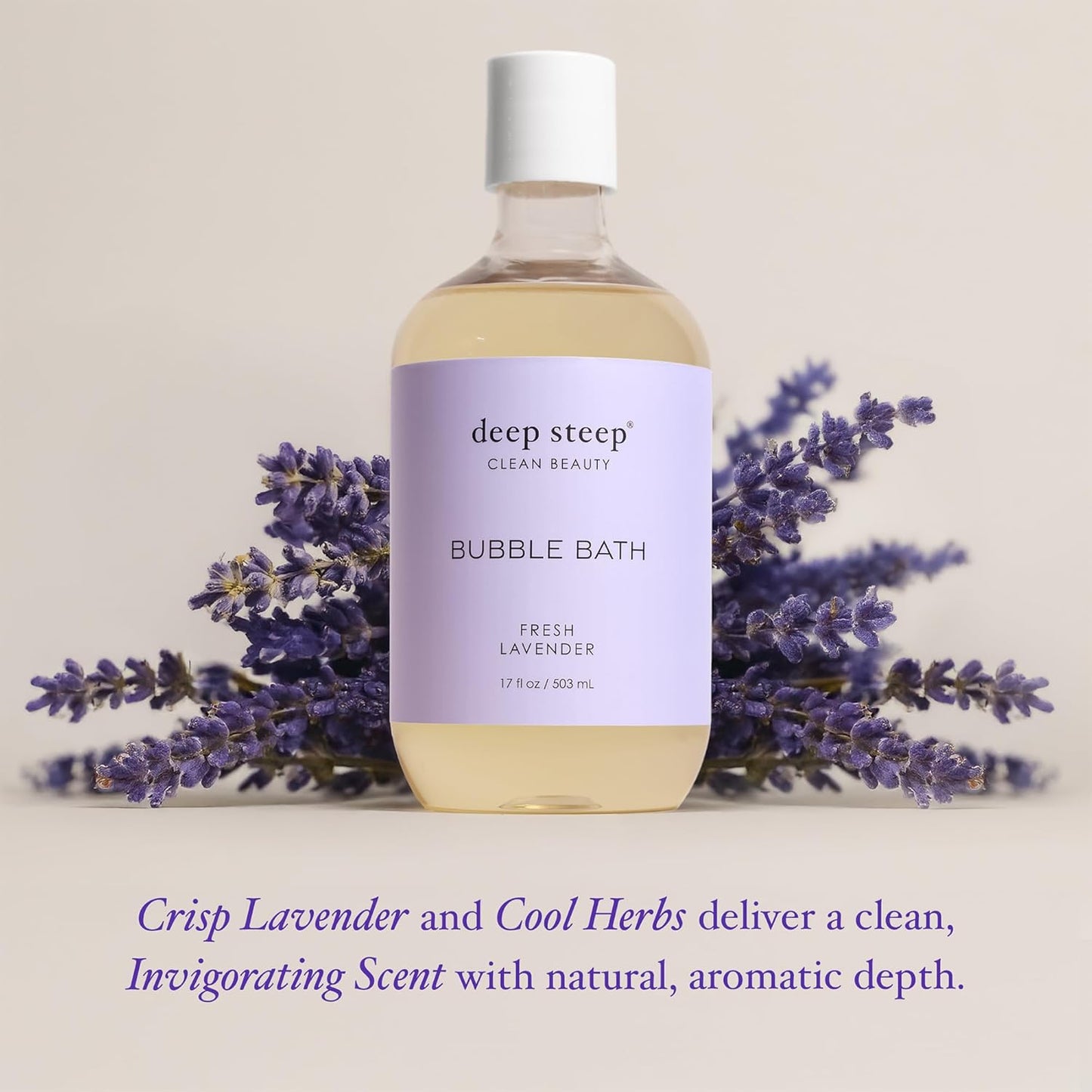 Deep Steep Bubble Bath, Lavender Chamomile, 17 oz (Pack of 2) – Soothing Soak with Shea Butter, Argan Oil, Aloe Vera & Coconut Oil – Vegan, Sulfate-Free, PH-Balanced Clean Beauty