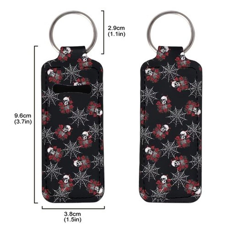 SEANATIVE Roses Skull Lipstick Lip Gloss Lip Balm Chapstick Holder Keychain Lipstick Tube Holder Clip-on Lip Gloss Travel Storage Accessories for Women