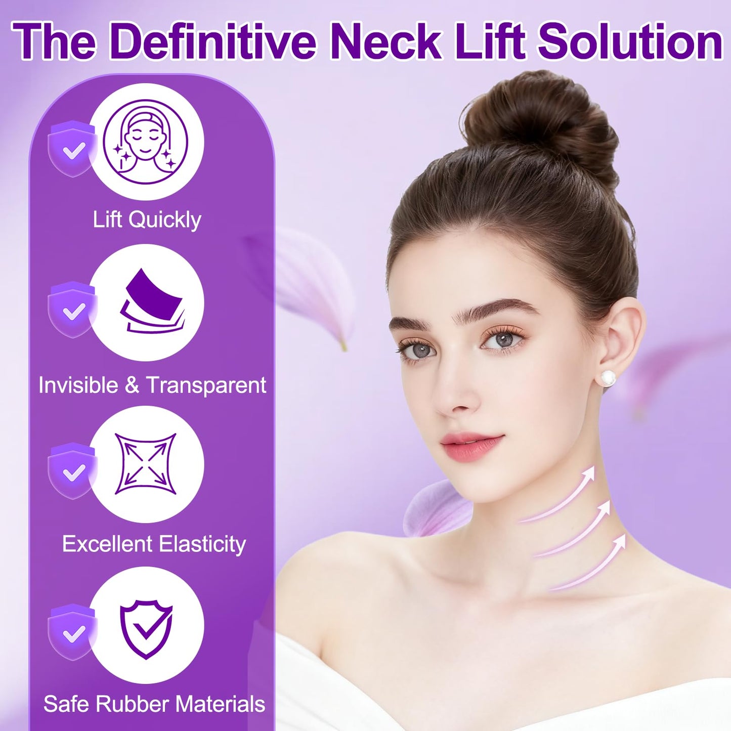 Loxbcin Neck Lift Tape Invisible, 10 PCS+4 Strips,Neck Tape Lifting Invisible,Neck Wrinkle Patches Behind,Face Lift Tapes for Women Sagging Wrinkles Turkey Double Chin
