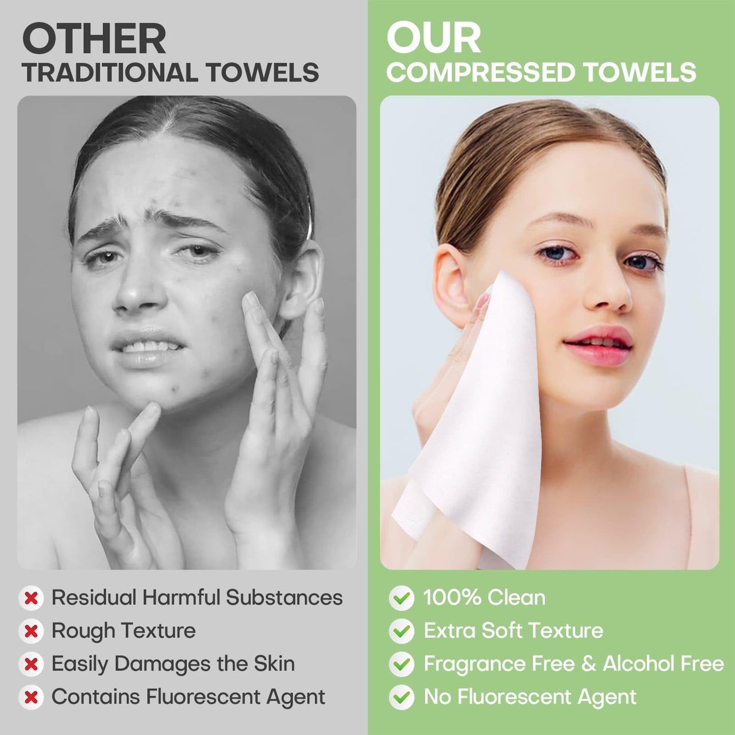 Compressed Towel Tablets 100 Count, Thickened Disposable Face Towel Biodegradable Cotton Wash Cloths, Portable Mini Compressed Washcloths Coin Tissue for Travel, Gym, Home, Outdoor Activities