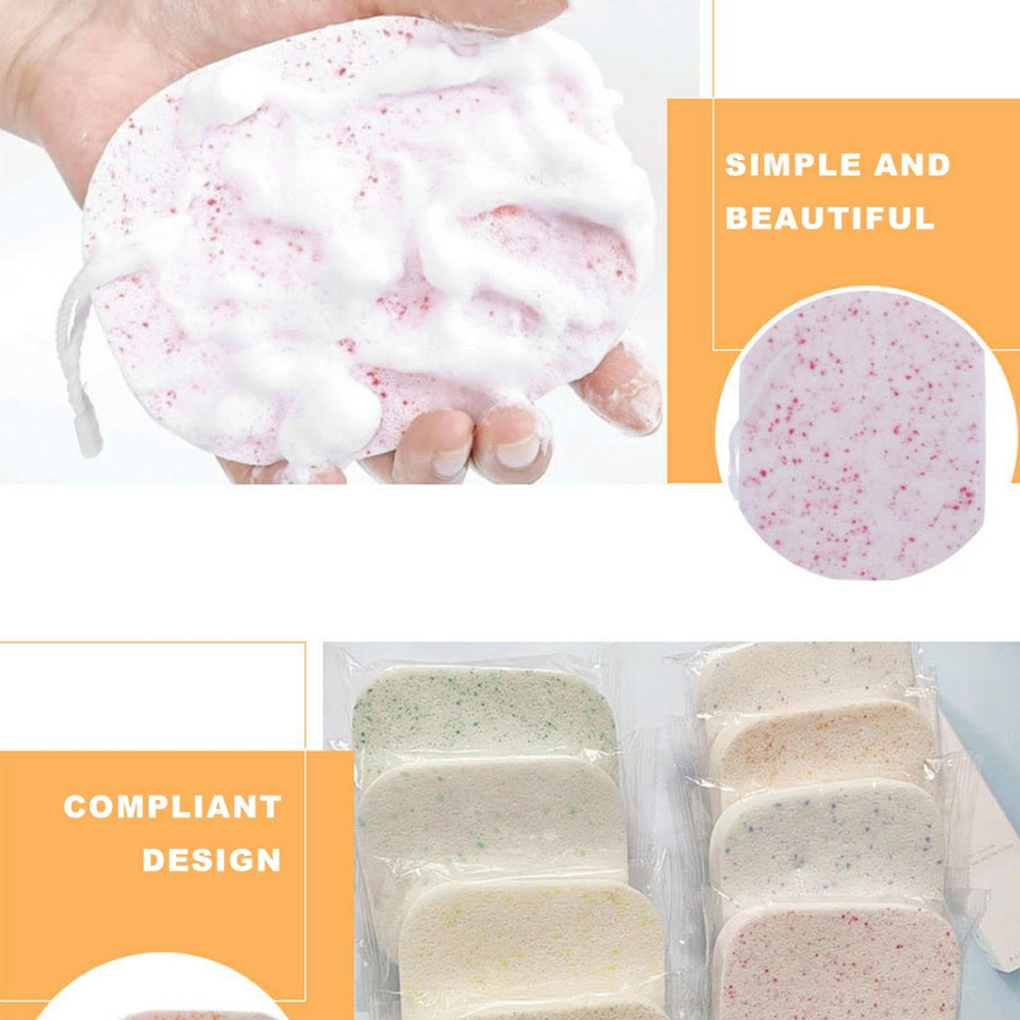 4Pcs Facial Sponges, Travel Makeup Remover Sponge with Drying Rope, Reusable Exfoliating Pads Body Scrubber, Face Sponges Thick for Cleansing, Washing Face, Exfoliating, Makeup Removal, Cosmetic Spa