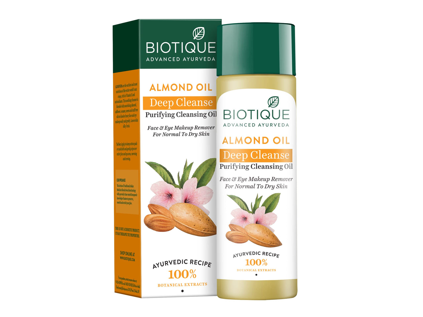 Biotique Bio Almond Oil Soothing Face and Eye Make Up Cleanser, 120 ml/4.05Oz.