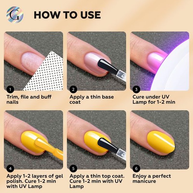 GLOSS HEMA Free Gel Polish Set | 6 Pcs Yellow Gel Nail Polish with Red, Yellow, Canary, Orange, Light Yellow & Light Orange Colors, Soak off UV LED Gel Polish, Manicure at Home Nail Art Gel