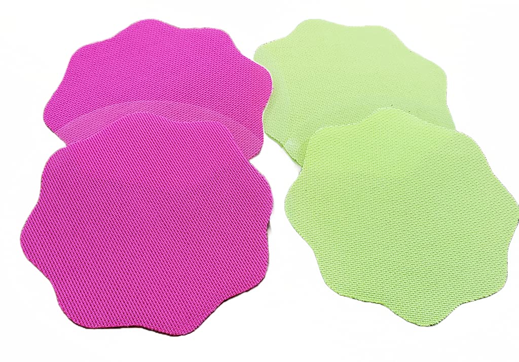 Nearly Me Tanning Tips - 2 Pair -Silicone Adhesive Reusable Nipple Covers/Pasties - 1 Pair Bright Pink and 1 Pair Bright Green