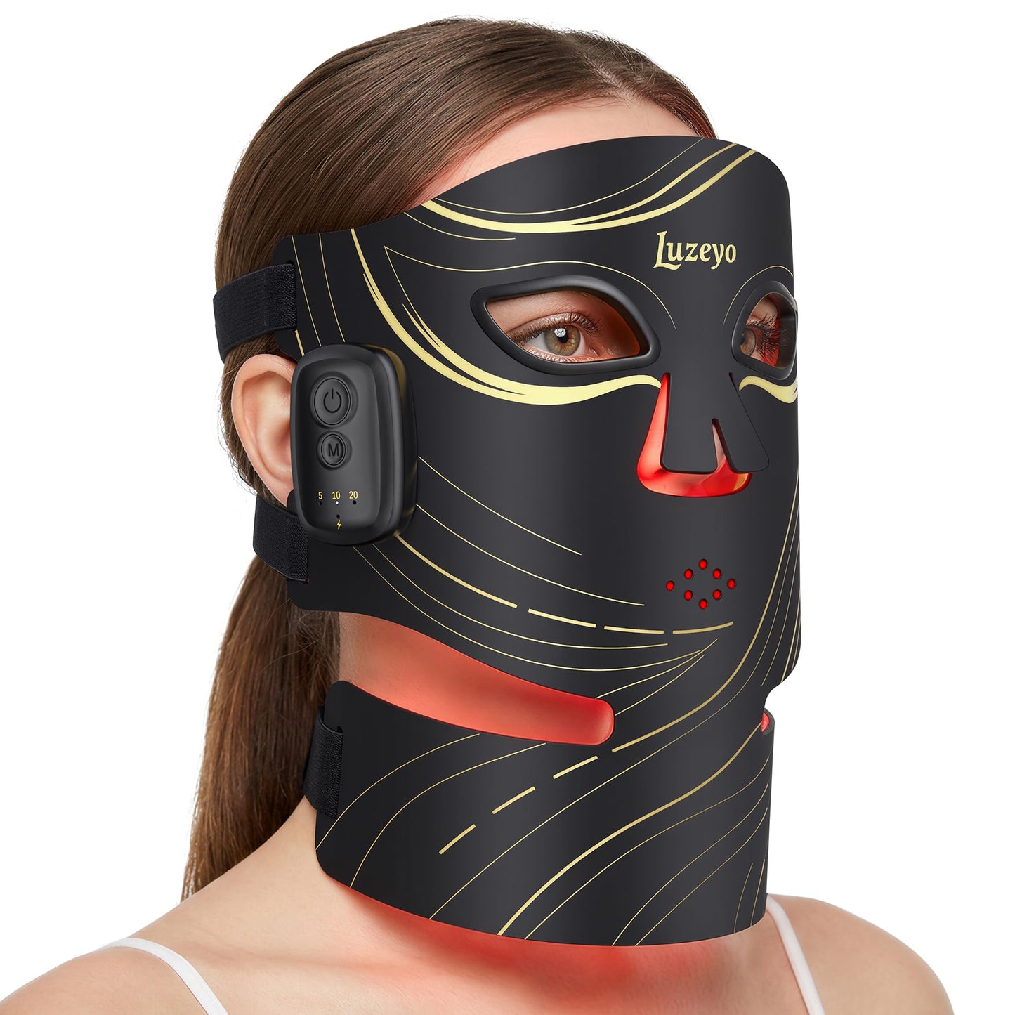 Wireless Red Light Therapy Mask for Face, Anti-Wrinkle & Acne Treatment for Full Face, Chin & Neck, 850nm Infrared Portable LED Face Mask for Home & Travel Use, Ideal Skincare Gifts for Women