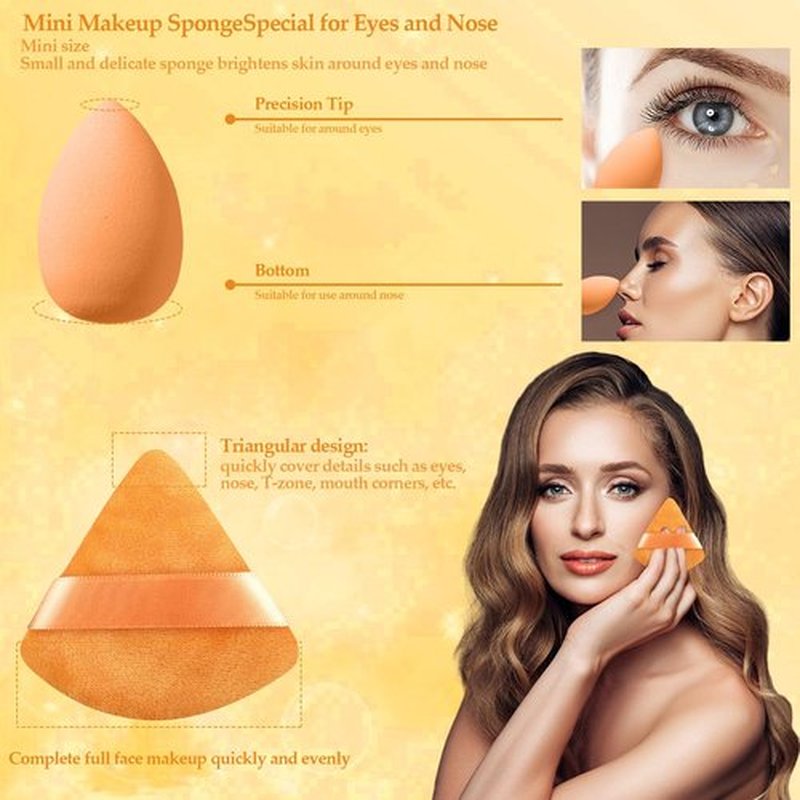 14 Pcs Makeup Sponge Set,Beauty Sponges Blender with 4 Pcs Powder Puff and 4 Pcs Mini Make up Sponges Birthday Gift,Mother's Day Gift for Women Liquid,Foundation,Powder,Concealer,Cream(Orange)
