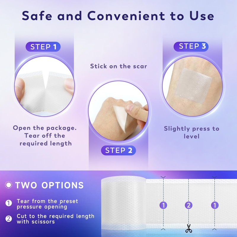 Yarster 100% Medical Grade Silicone Scar Sheets, Silicone Scar Tape(1.8"x 157" Roll-4M), Scar Tape for Surgical Scars, Burn, C-Section, Keloid Scars, Acne Treatment - Reusable