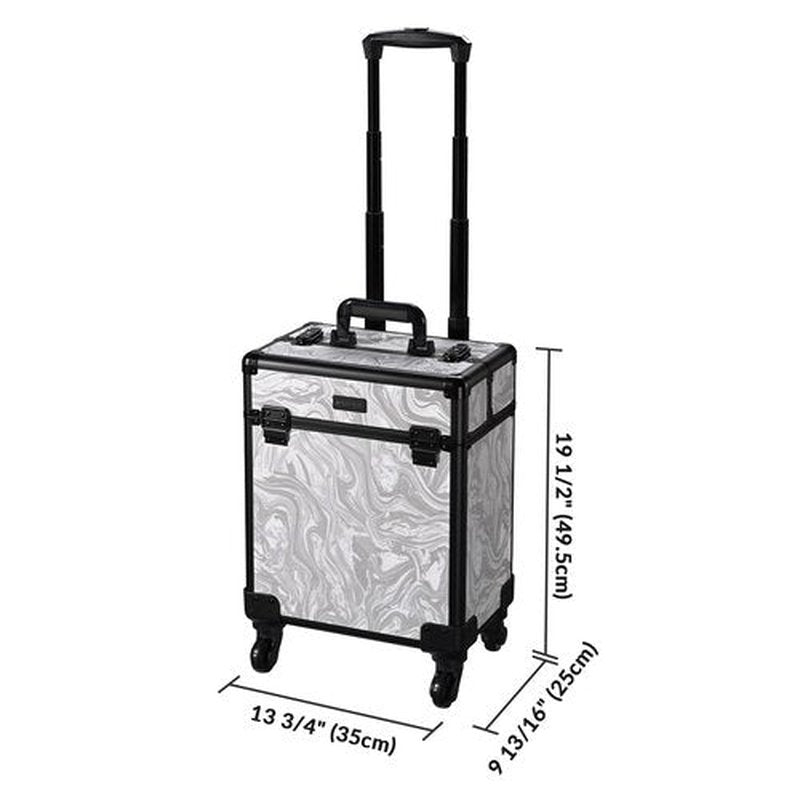 BYOOTIQUE Rolling Makeup Train Case Aluminum Cosmetic Case Portable Makeup Organizer Suitcase with Removable Wheels Cosmetic Trolley Organizer Salon Makeup Artist,CoyoteButtes Graystonee