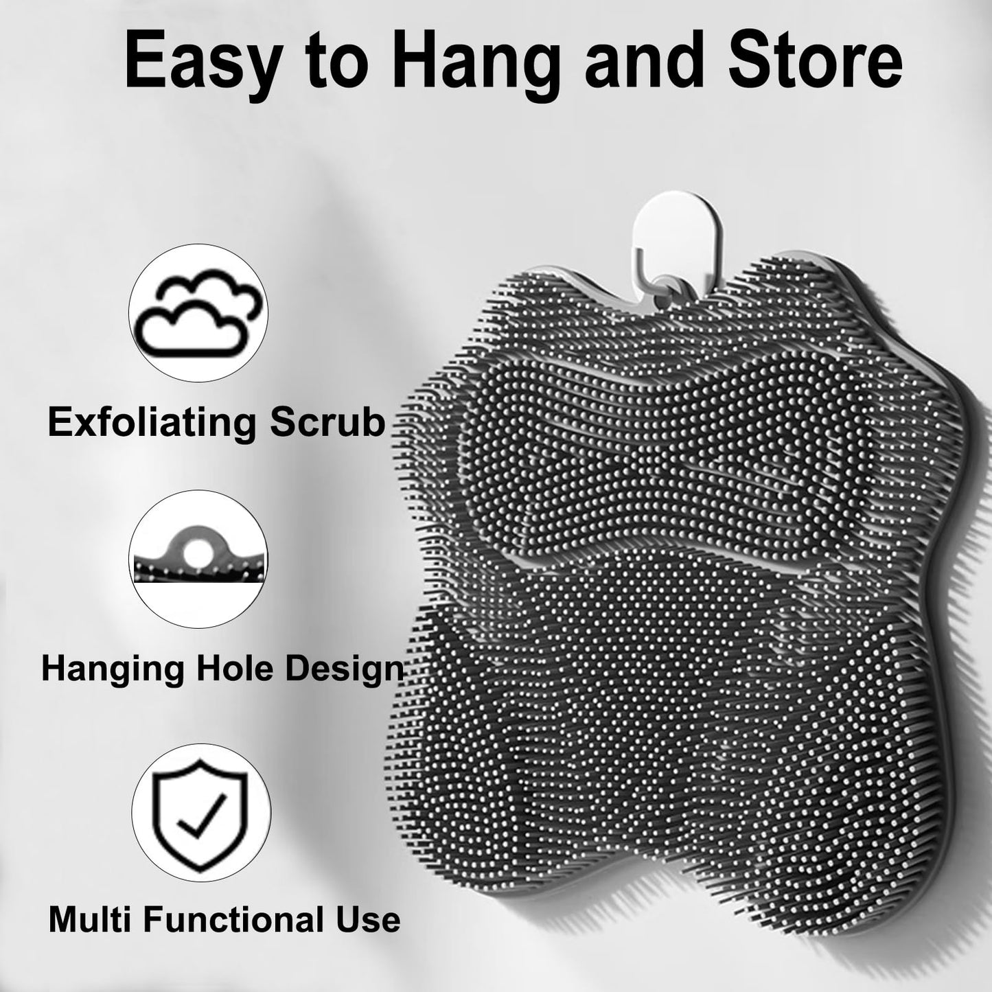 Easkite Shower Foot Scrubber, Shower Foot and Back Scrubber with Suction Cups, Shower Silicone Foot Washer for Exfoliating Massage（Grey）