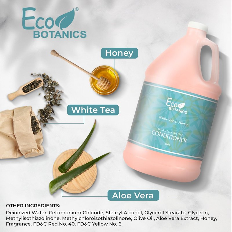 Terra Pure 1-Shoppe Eco Botanics Natural Conditioner with Raw Honey & White Tea | Gallon Jug Bulk Toiletries for Airbnb, Vacation Rentals, and Home Bathroom | Refill For Soap Dispensers