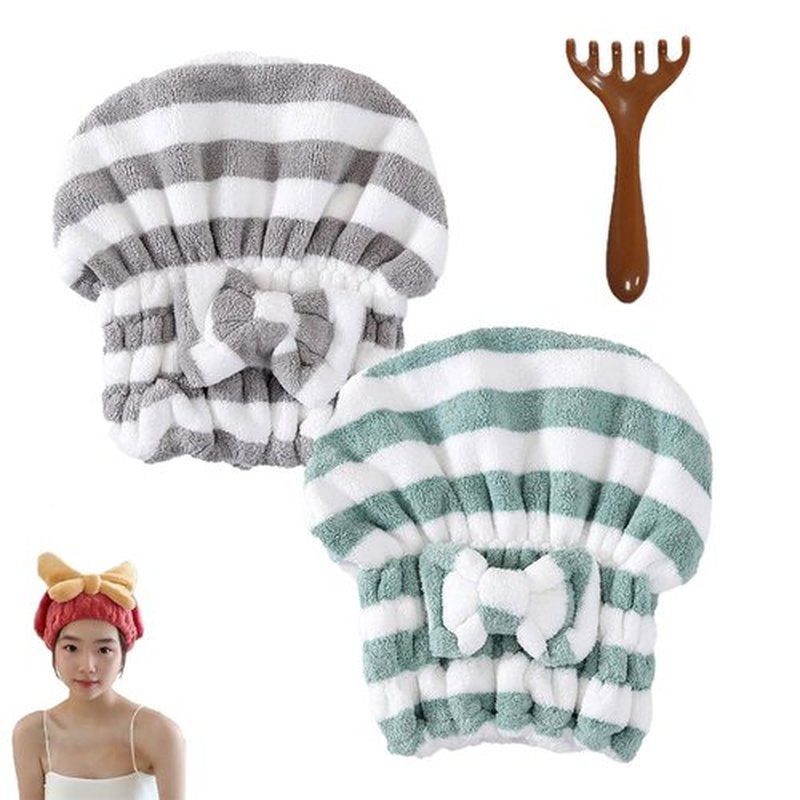 TETNYWP Beyonddraw Super Absorbent Hair Towel Wrap for Wet Hair, Microfiber Hair Towel Wrap for Women Long Hair, Towel Hair Wrap for Kids, Curly Hair Drying Towels Fast Dry (2PCS-C)