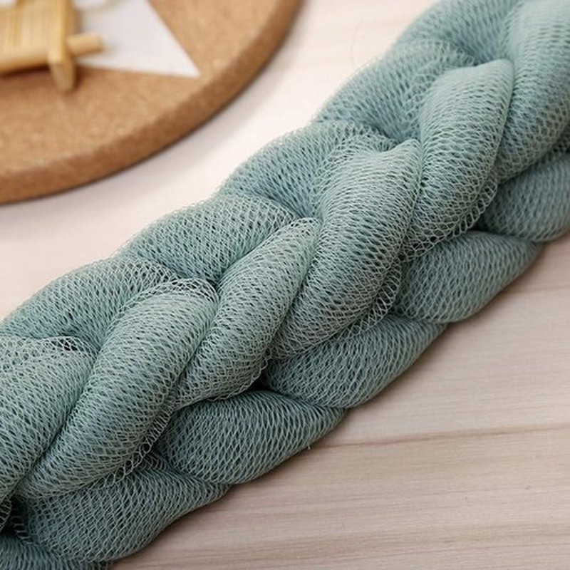 AARainbow 2 Packs Long Stretch Back Sponge with Rope Handles Back Scrubber Bath Shower Mesh Sponge Exfoliating Body Scrub Stretch Braided Loofah for Men and Women (2 Green)