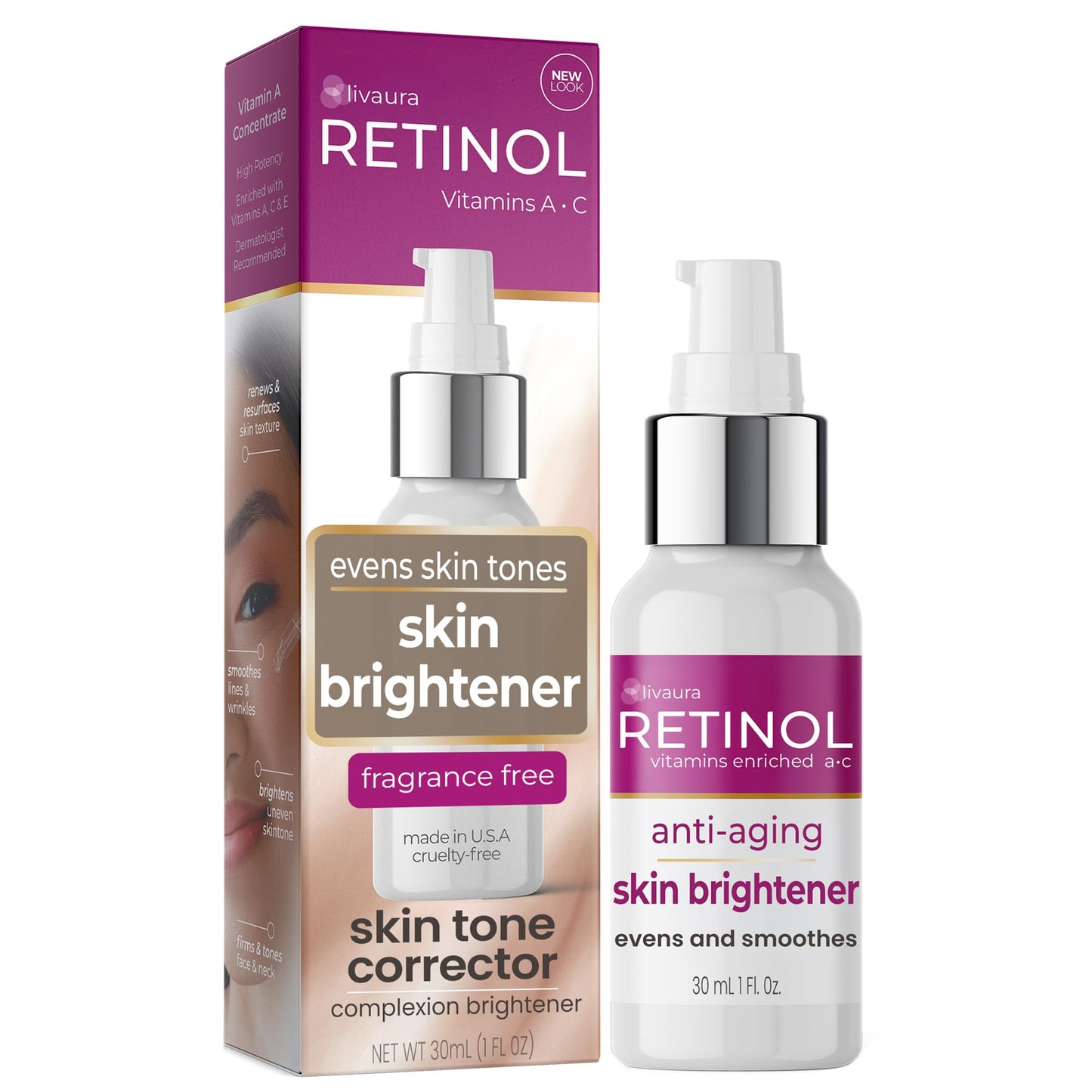 LIVAURA Retinol Skin Brightener - Brightening Face Serum for Dark Spots