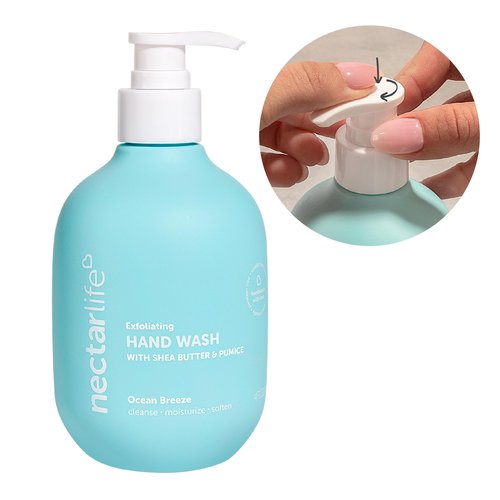 Nectar Life Hand Wash 14oz, Exfoliating and Moisturizing Hand Soap with Volcanic Pumice, Jojoba Oil & Shea Butter (Ocean Breeze)