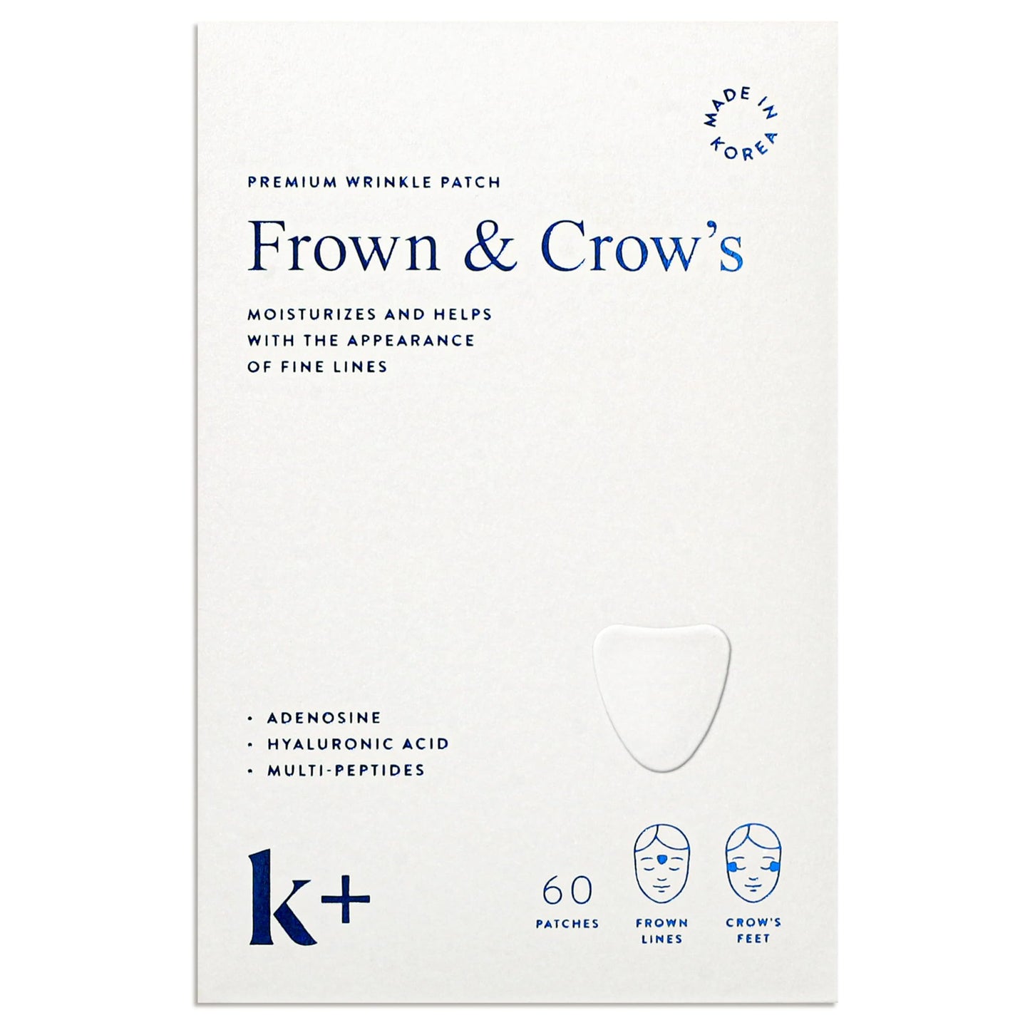 KPLUS K+ Wrinkle Patches for Forehead, Crow’s Feet & Smile Lines – Korean Overnight Patches with Hyaluronic Acid, Peptides & Adenosine (60 Count)