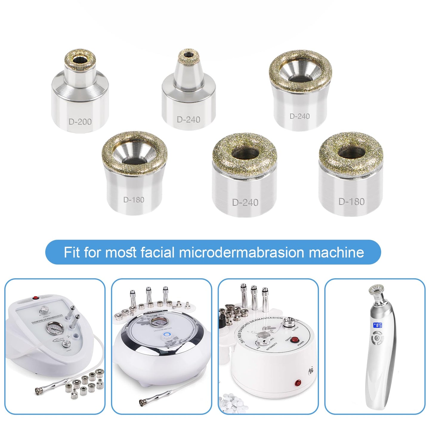 Dermabrasion Replacement Tips, 6 pcs Diamond Accessories for Diamond MachineTool, Ideal for Exfoliator Home Facial Dermabrasion Tool ( 6 Tips )