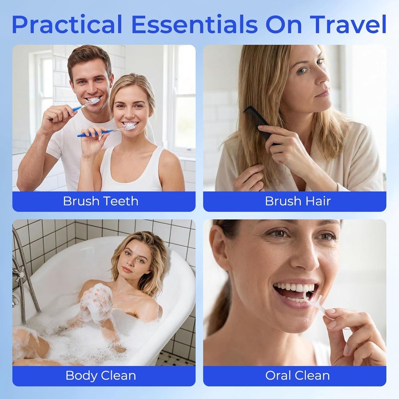 Travel Size Toiletry Kits - Disposable Personal Hygiene Supplies | Individually Wrapped Essentials (20 Packs)