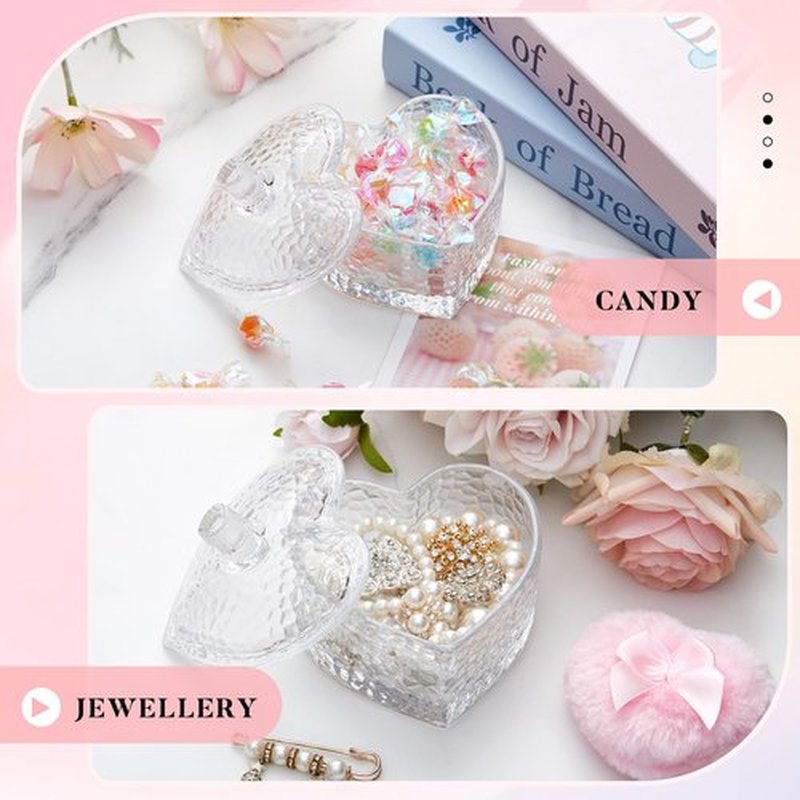 Tioncy 3 Pcs Large Body Powder Puff and Container Powder Container with Puff Powder Puff Crystal Container Soft Washable Reusable Velour Face Body Glitter Powder Puff Wet Dry Makeup(Clear,Heart)
