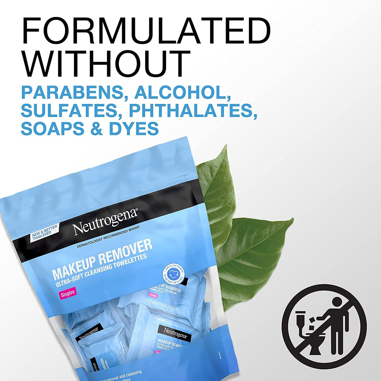 Neutrogena Makeup Remover Cleansing Towelette Singles, Daily Face Wipes to Remove Dirt, Oil, Makeup & Waterproof Mascara, Individually Wrapped, 20 ct (Pack of 2)