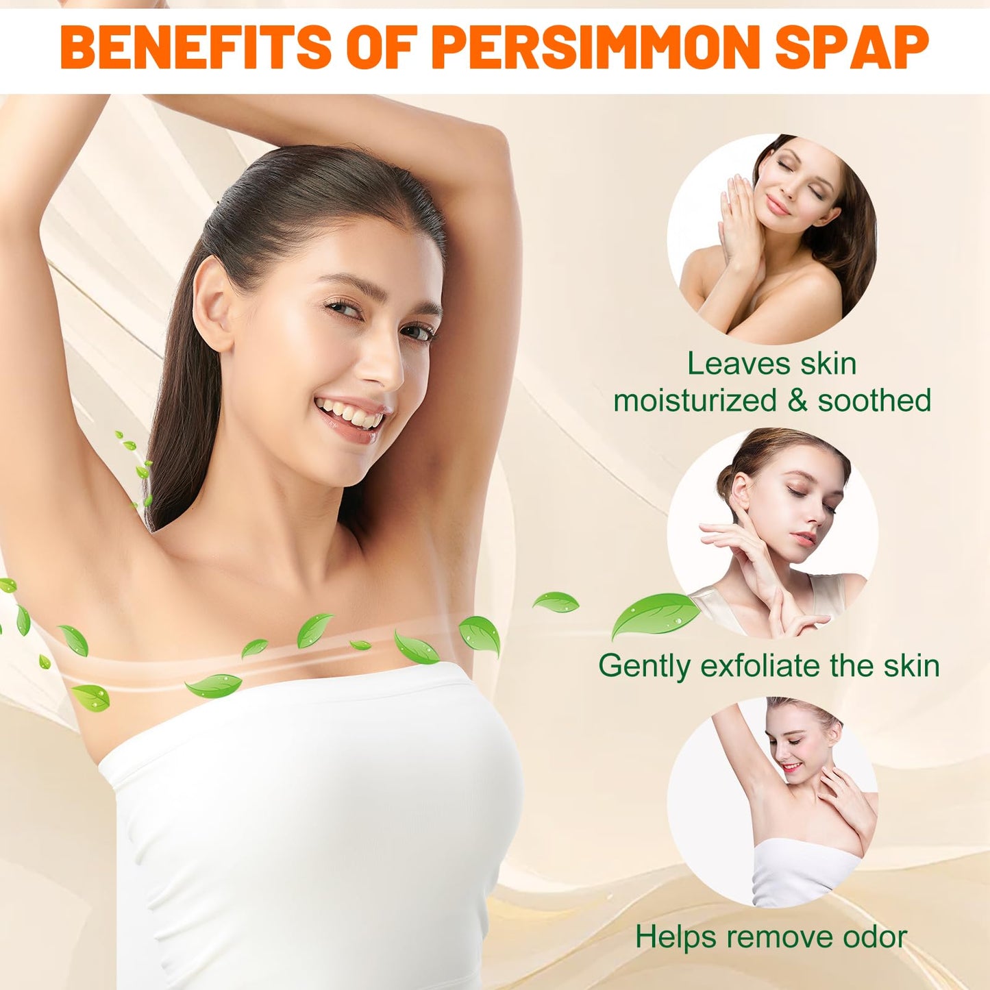 tovaginsh 6Pack Persimmon Soap Bar for Old People Smell Body Odor Control – Natural Persimmon Body Wash for Eliminating Body Odor for Women & Men