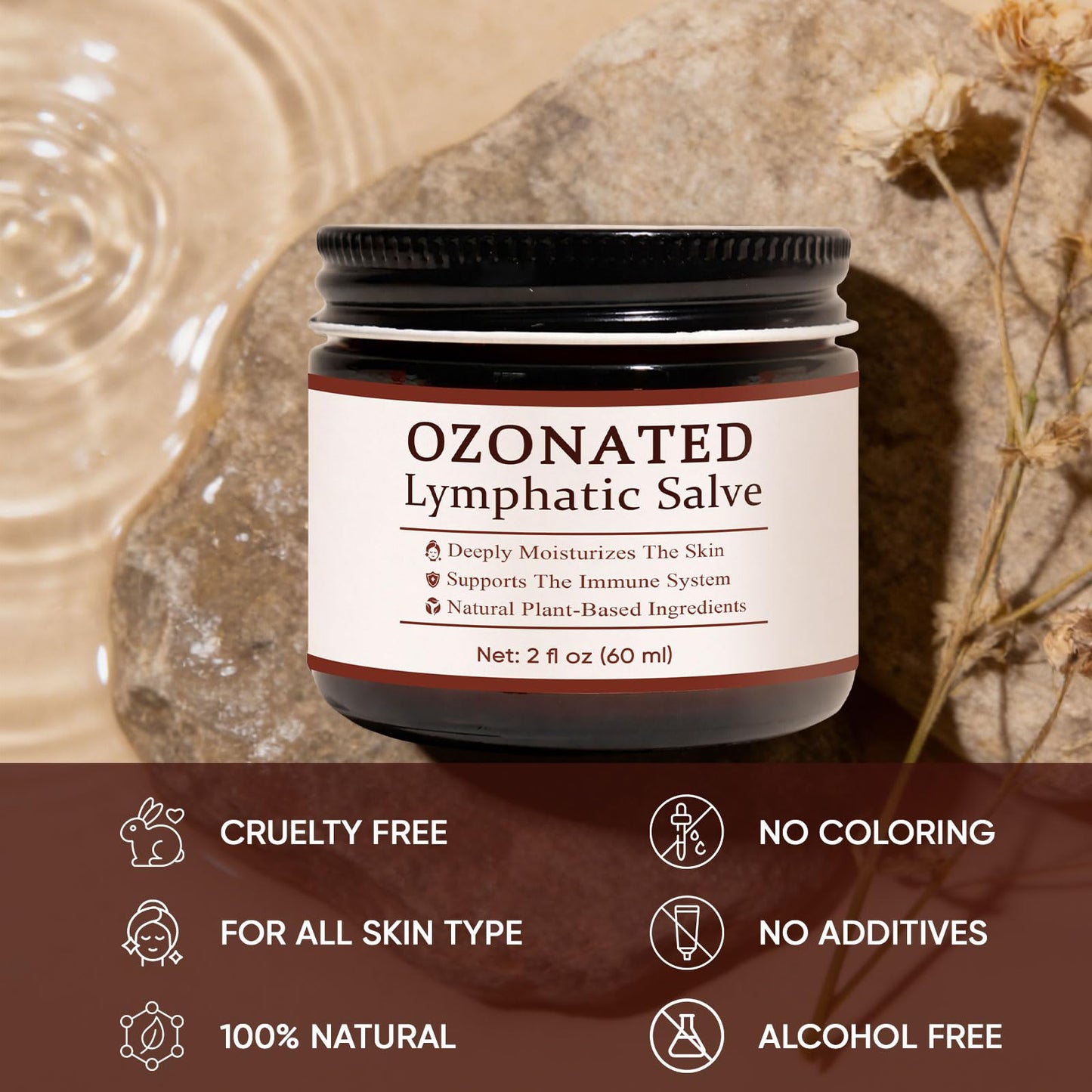 TAWODIUM Ozonated Lymphatic Salve, Ozonated Oil Face & Body Cream, Lymphatic Drainage Cream with Essential Oils, Reduces Redness, Smoothes Skin, Deeply Moisturizes, Fade Fine Lines