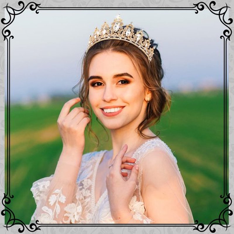 Kigeli 4 Pack Queen Crowns for Women Pageant Crown with Combs Princess Rhinestones Tiara Headband Tiara Comb Tiara for Women Comb Birthday Cosplay Wedding(Gold)