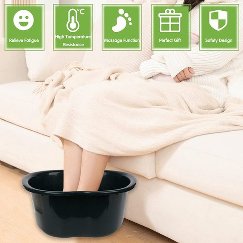 Lemoncy Foot Soaking Tub, Durable Foot Soaking Bath Basin Large Foot Bucket Wash Basin Plastic Foot Tub Convenient Foot Massager Spa for Detox,Toe Nails, and Ankles,Pedicure (Black)