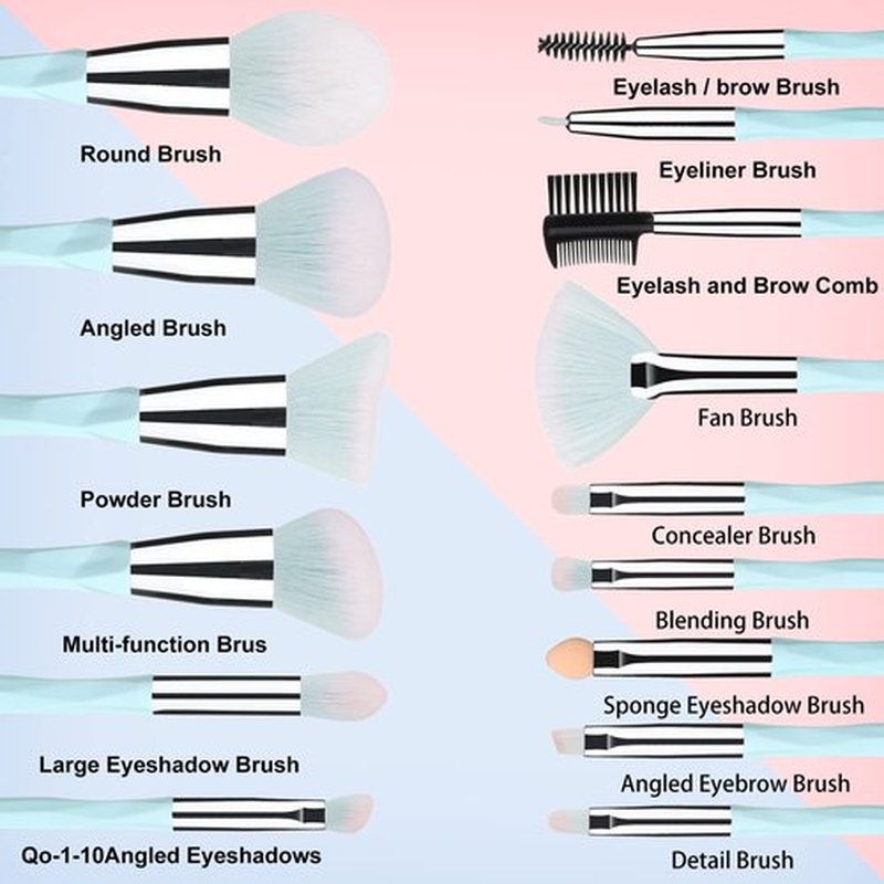 111 Pink blue gradient makeup brushes and makeup sponges set makeup brushes set natural synthetic eye shadow foundation make-up brush set professional makeup brush and tool accessories………