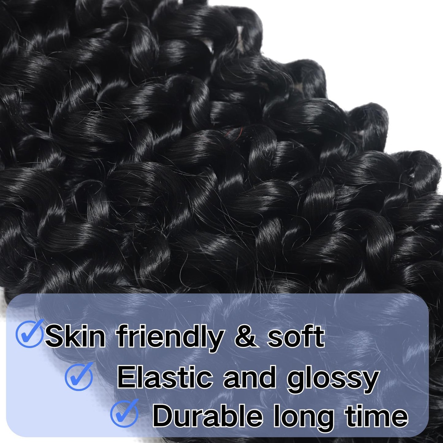 Curly Bulk Hair For Braiding Hair 18 Inch Wet And Wavy Curly Wave Bulk Hair Quality Synthetic Micro Braiding Hair Extensions for Boho Braids No Weft (2Pack=4Bundles, 300g Natural Color)
