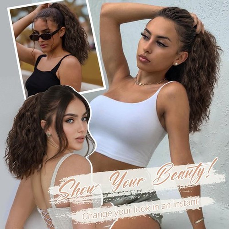 Claw Clip Ponytail Extension 18" Curly Wavy Pony Tails Hair Extensions Layered Natural Looking Clip on Ponytails for Women Synthetic Hair Extensions (Dark Brown)