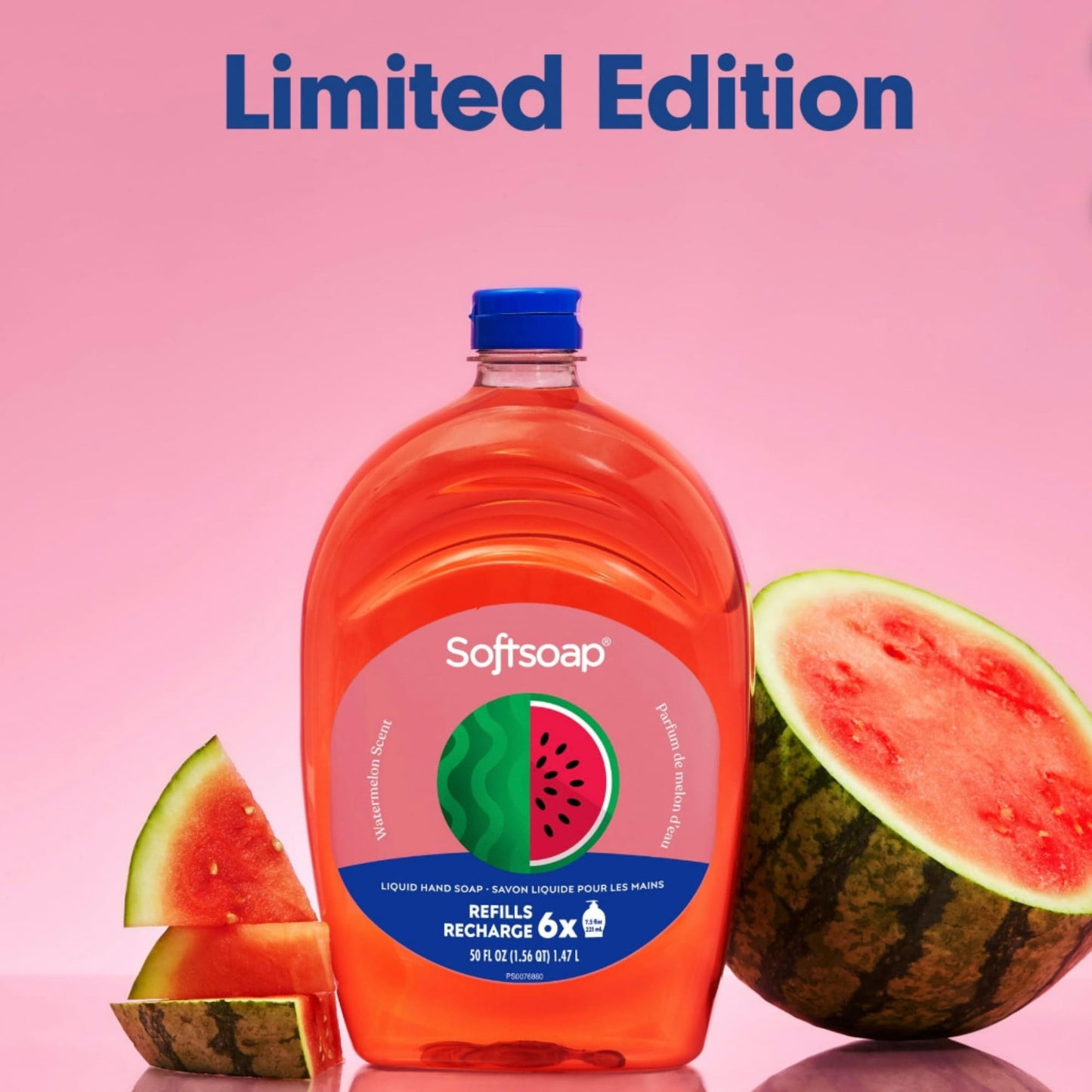 Softsoap Limited Edition Seasonal Scents | Extra Large Refill Bottles, 100 FL Oz Total, 2-50 Fl Oz Bottles for Refilling Liquid Hand Wash (Watermelon)