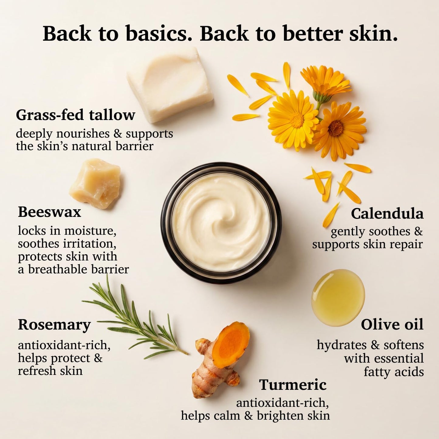 SereniSkin Grass-Fed Beef Tallow for Face & Skin - Deep, Long-Lasting Hydration & Skin Barrier - Whipped Organic Face Moisturizer & Body Cream for Dry, Sensitive Skin - Non-Greasy, Fragrance-Free, 4oz